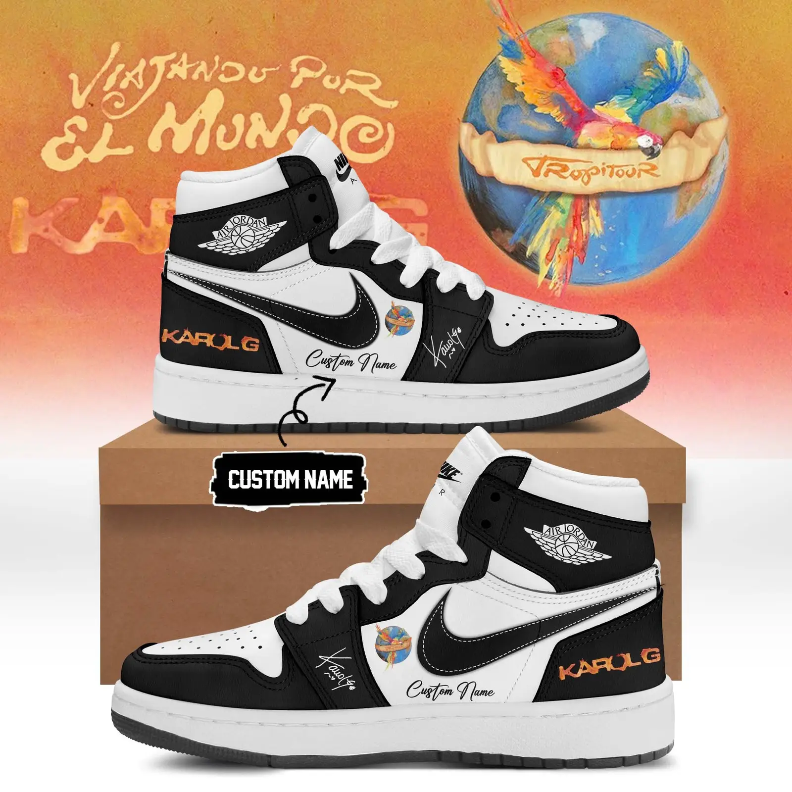 Custom Karol G Viajando Por El Mundo Tropitour Sneakers Music Tour Sneakers Gift For Girlfriend