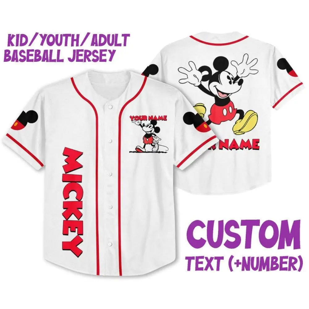 Custom Kids/Youth/Adult Baseball Jersey - Personalize With Name & Number - Disney Theme