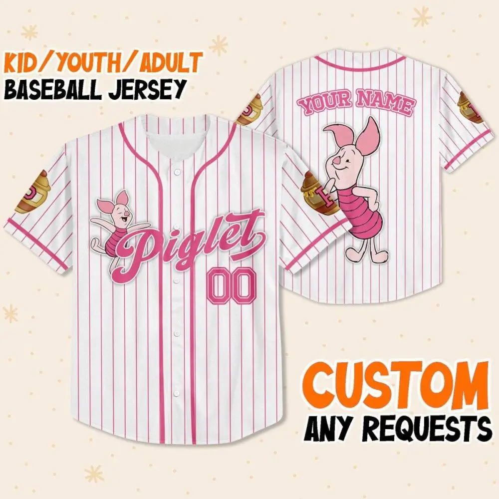 Custom Kid/Youth/Adult Baseball Jersey – Personalized Piglet Design – Add Your Name! Custom Kid/Youth/Adult Baseball Jersey – Personalized Piglet Design – Add Your Name! - Image 1