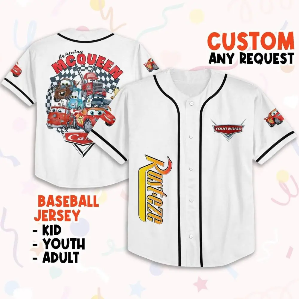 Custom Lightning Mcqueen Baseball Jersey For Kids/Adults - Personalize Your Own!