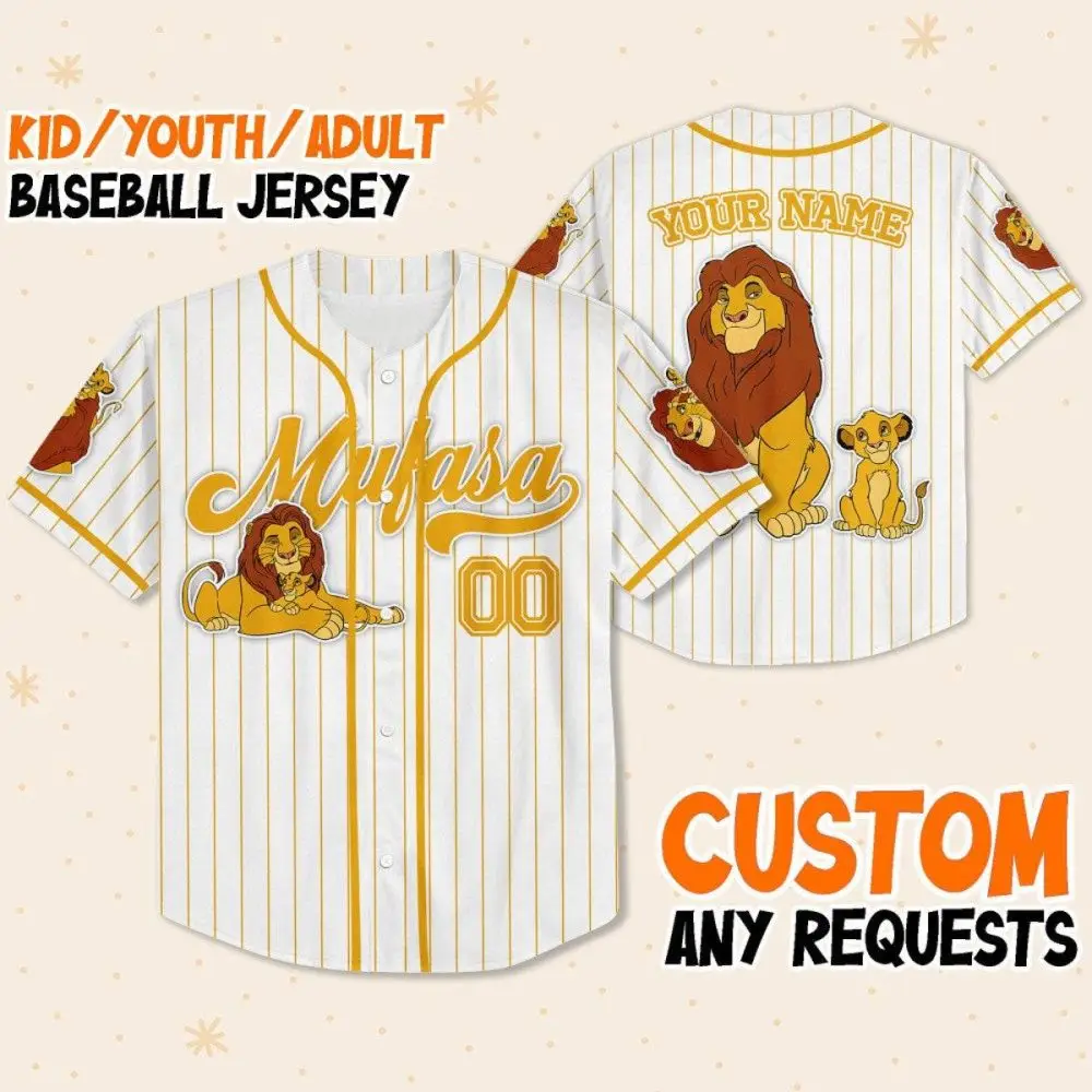 Custom Lion King Baseball Jersey For Kids/Adults – Add Your Name, Perfect Gift!