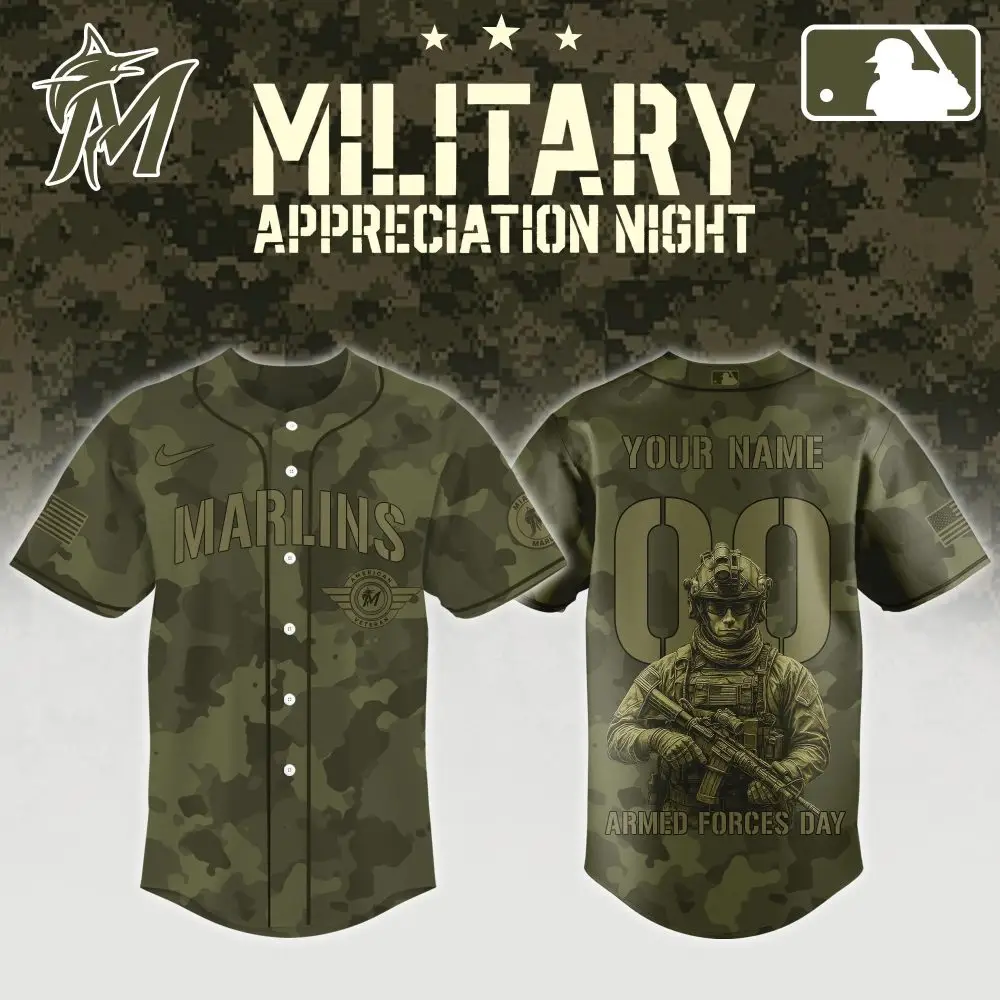 Custom Marlins Camo Jersey - Military Appreciation Night Edition