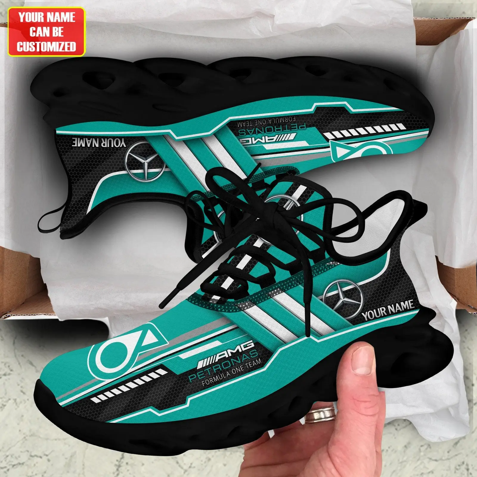 Custom Mercedes 100th Anniversary Sneaker Mercedes AMG Petronas Shoes Gift For Dad