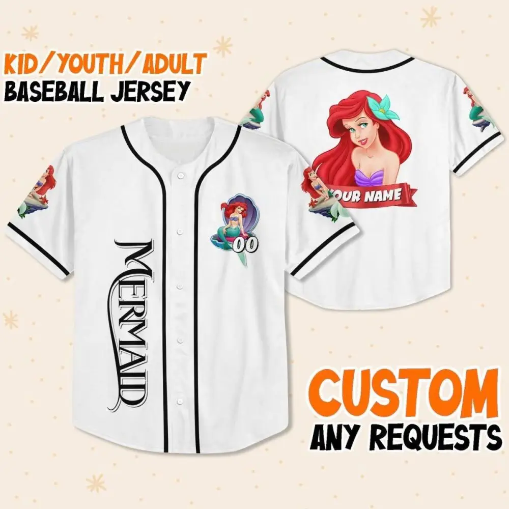 Custom Mermaid Baseball Jersey For Kids/Youth/Adults – Personalize With Your Name!