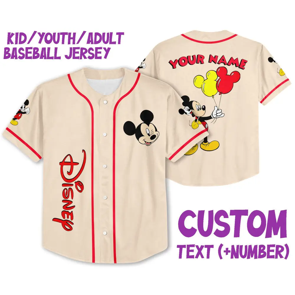 Custom Mickey Baseball Jersey For Kids, Youth & Adults – Personalized Name & Number