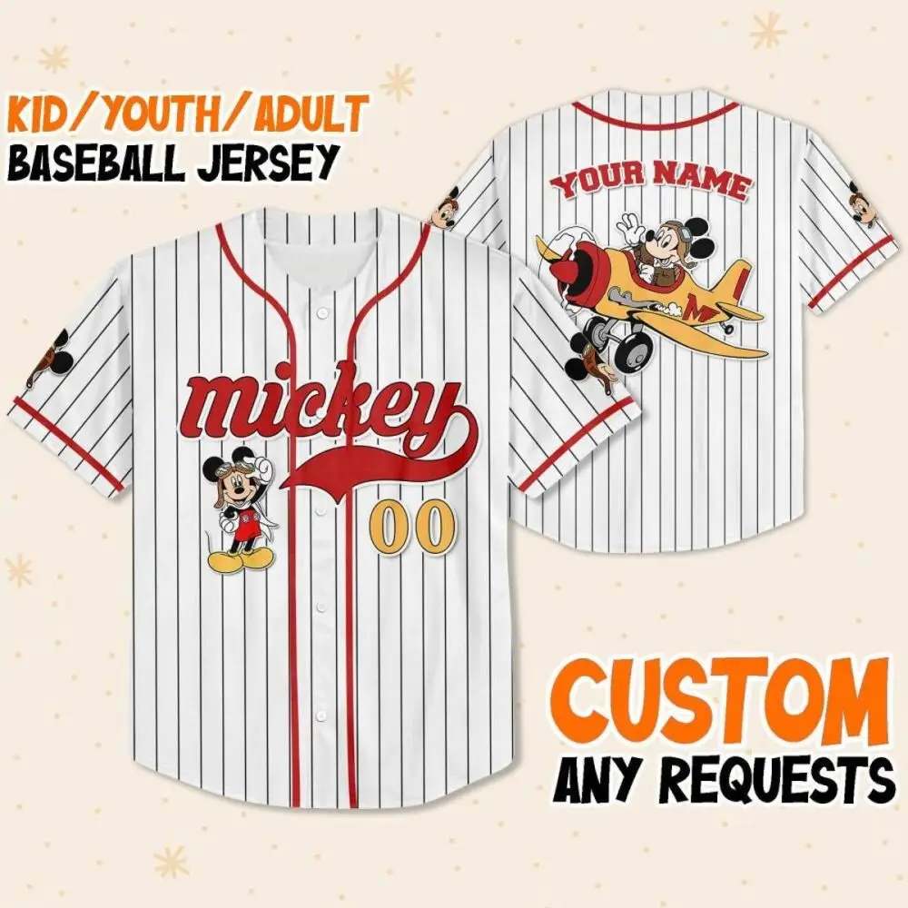 Custom Mickey Baseball Jersey - Personalized For Kids, Youth & Adults - Unique Gift!