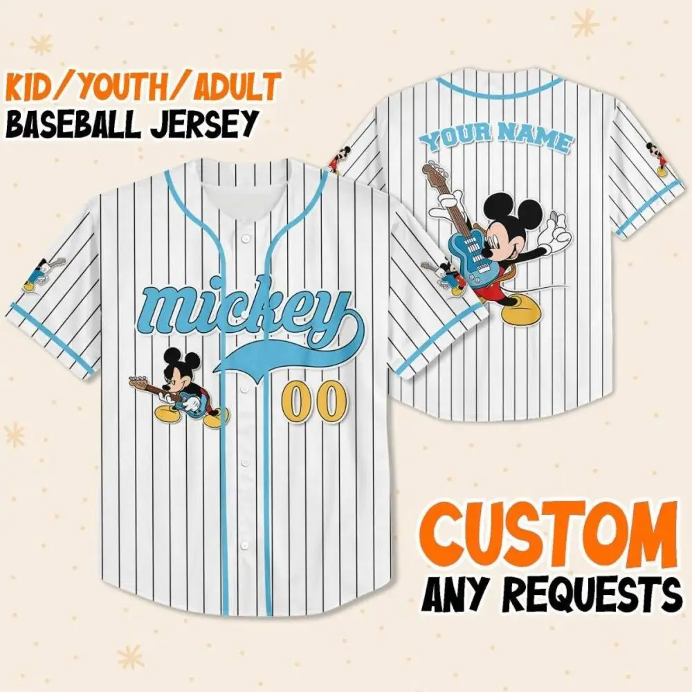Custom Mickey Mouse Baseball Jersey - Kids/Youth/Adult Sizes - Personalize With Your Name!