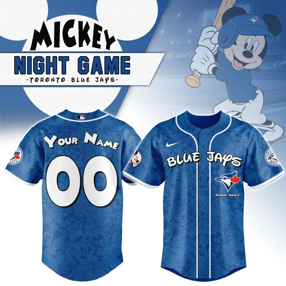 Custom Mickey Mouse Toronto Blue Jays Jersey - Personalized Baseball Shirt