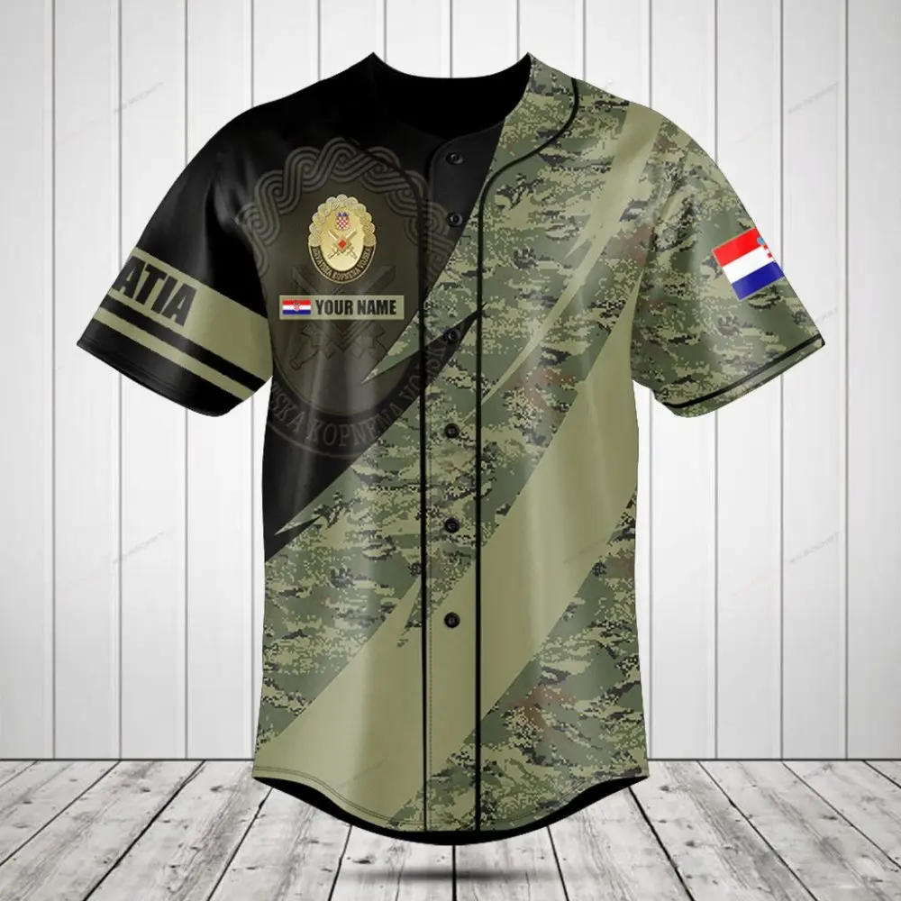 Custom Military Baseball Jersey – Personalized Camo Design With Flag & Name