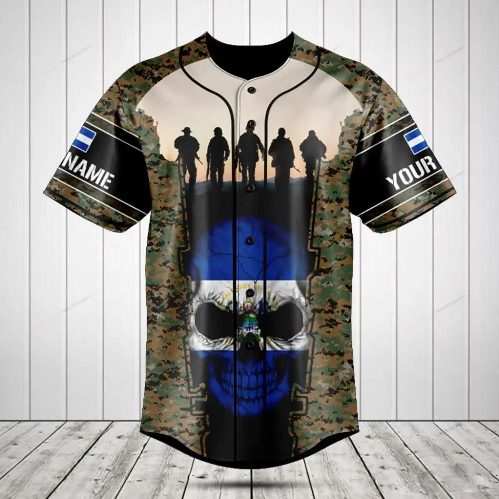 Custom Military Tribute Jersey Shirt – Camouflage Design With Skull & Soldiers – Personalized Name Option Custom Military Tribute Jersey Shirt – Camouflage Design With Skull & Soldiers – Personalized Name Option - Image 1