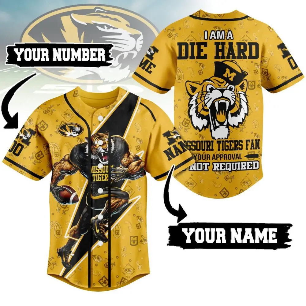 Custom Missouri Tigers Fan Jersey - Personalized Name & Number - Perfect Gift For Die-Hard Fans! Custom Missouri Tigers Fan Jersey - Personalized Name & Number - Perfect Gift For Die-Hard Fans! - Image 1