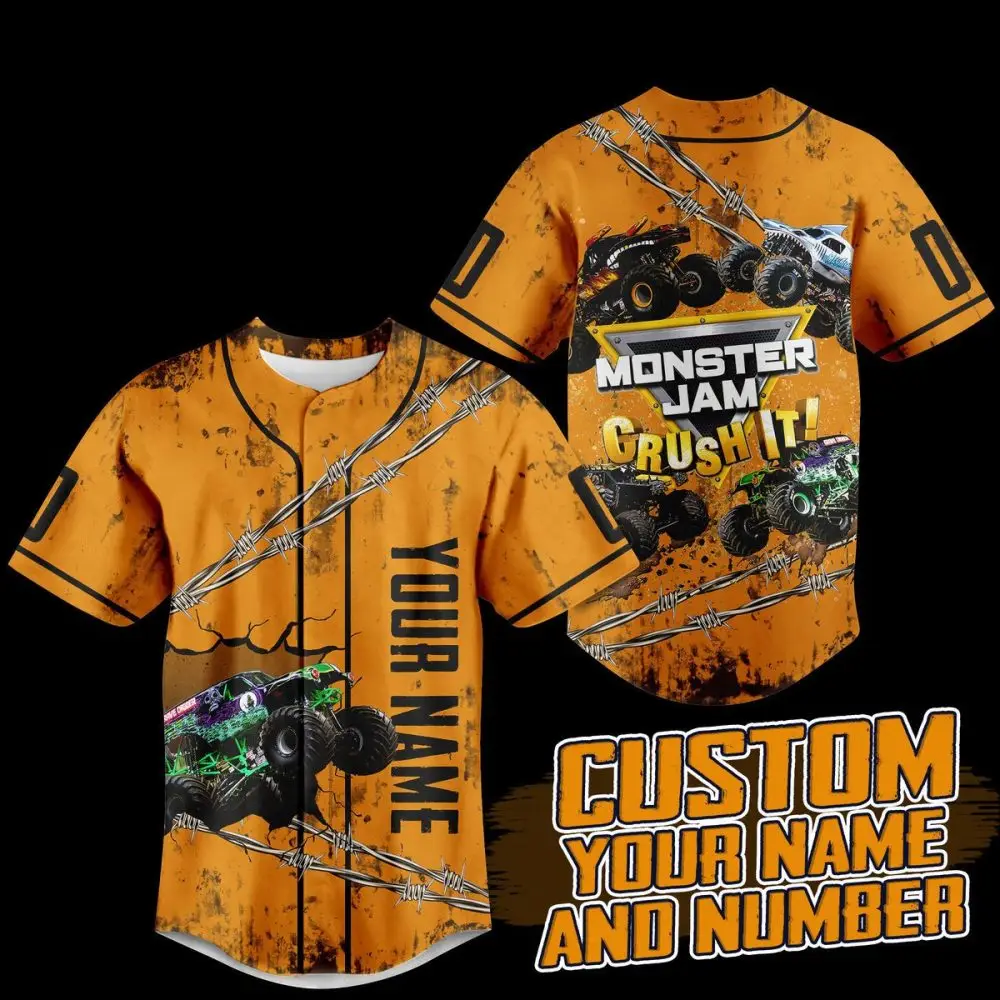 Custom Monster Truck Jersey - Personalize Name & Number - Perfect For Fans!