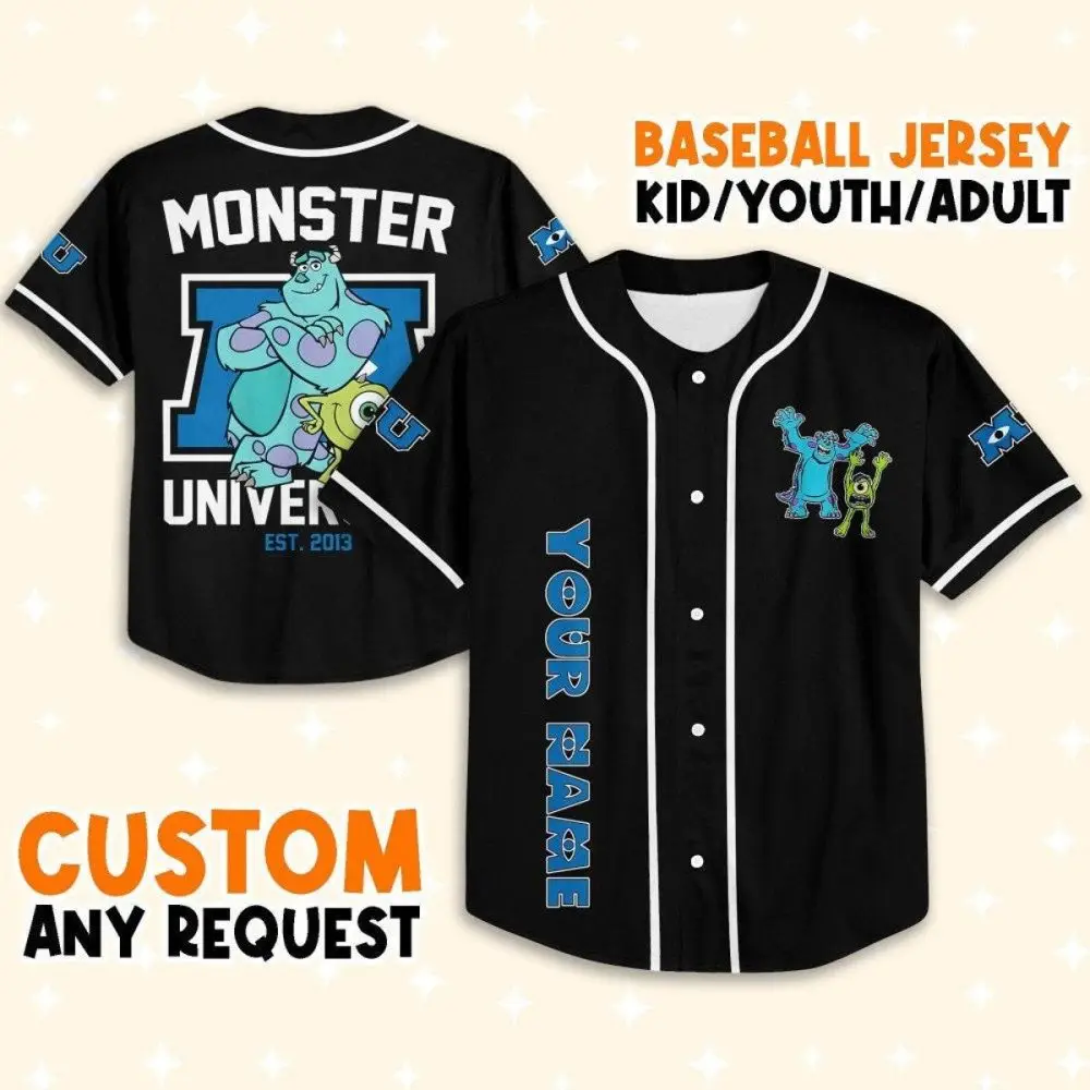 Custom Monster University Baseball Jersey - Kids/Youth/Adult Sizes - Personalize Your Name