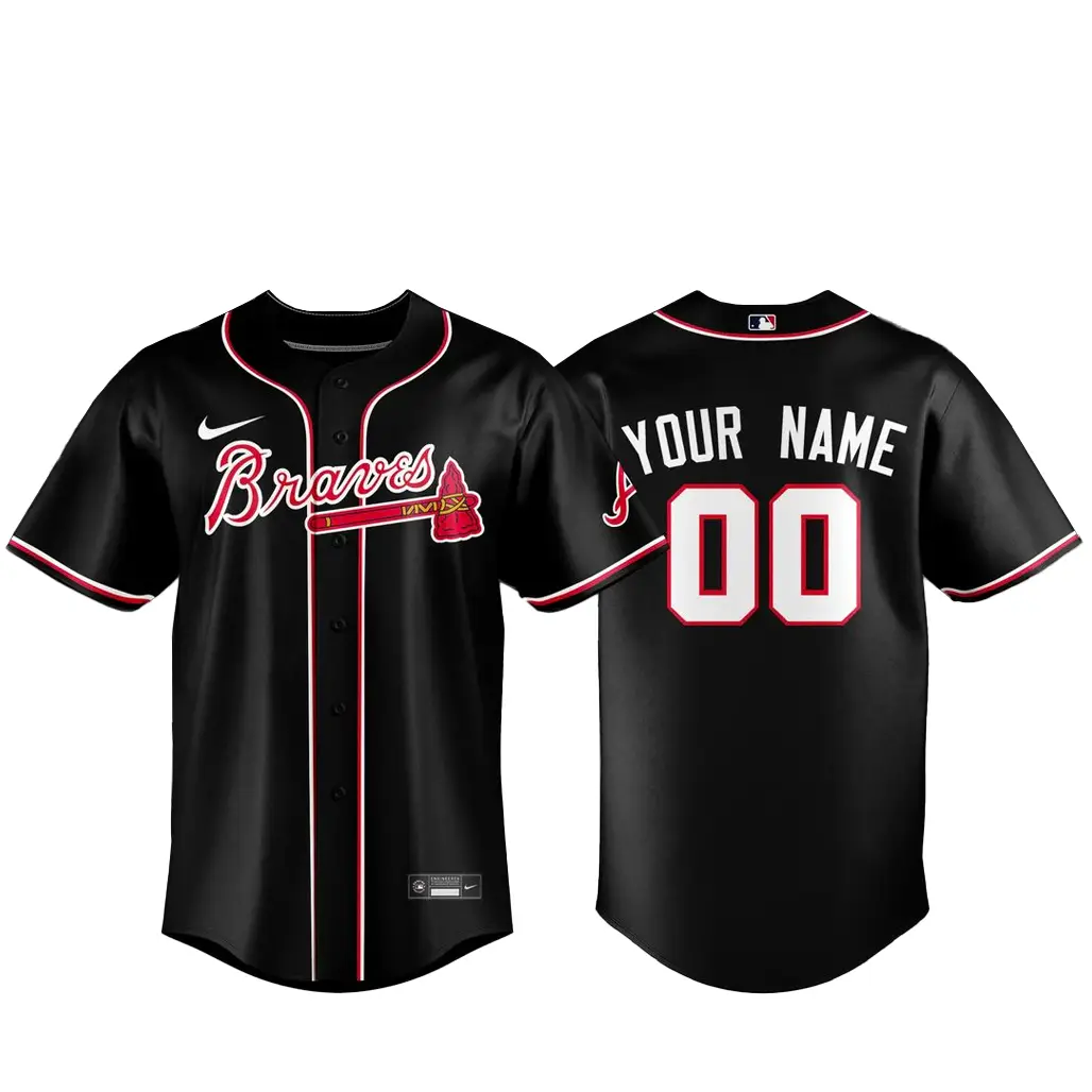 Custom Name and Number Atlanta Braves Black Out 2026 Baseball Jersey - Tazila