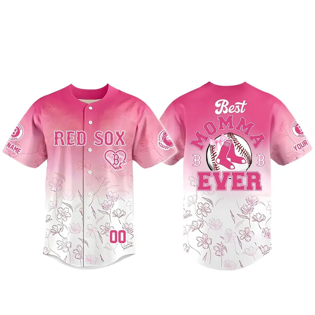 Custom Name and Number Boston Red Sox Happy Mother’s Day 2026 Pink Baseball Jersey - Tazila Custom Name and Number Boston Red Sox Happy Mother’s Day 2026 Pink Baseball Jersey - Tazila - Image 1