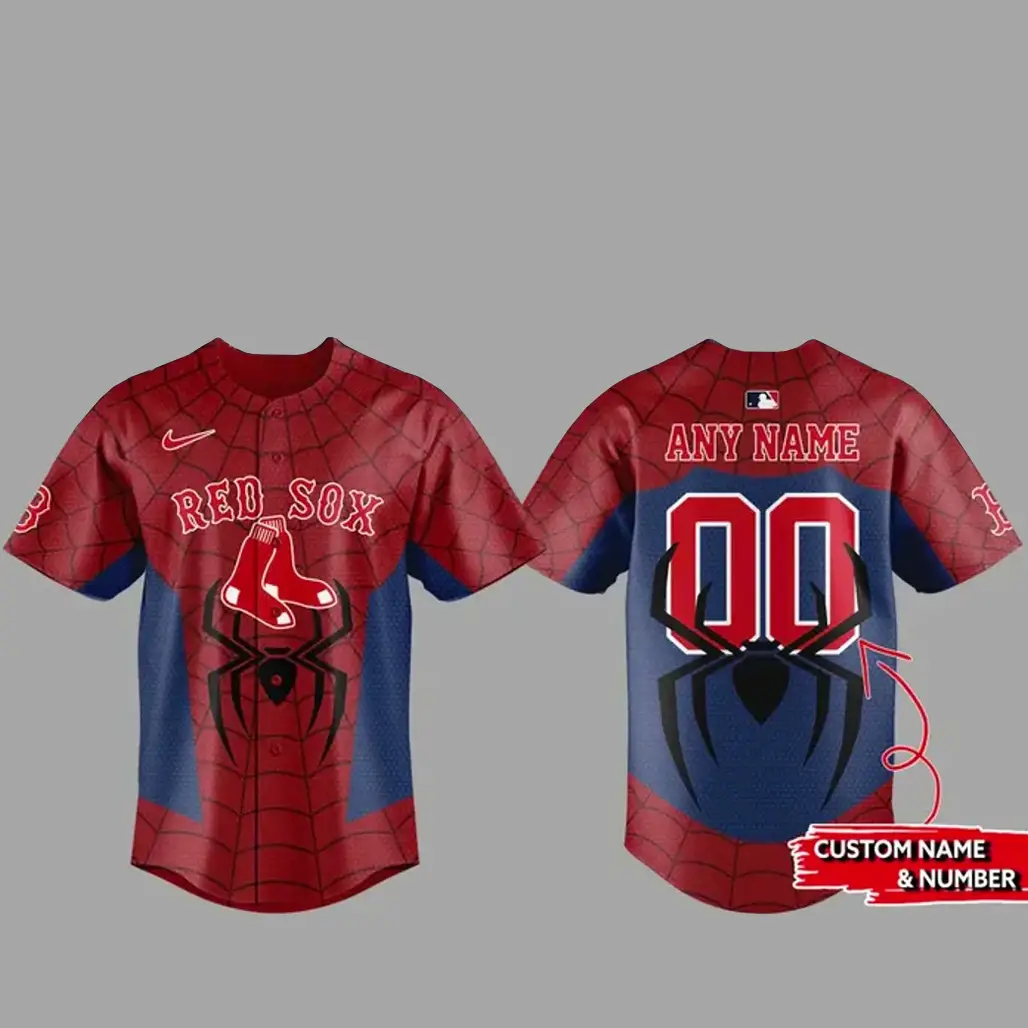 Custom Name and Number Boston Red Sox x Spider Man 2026 Baseball Jersey - Tazila