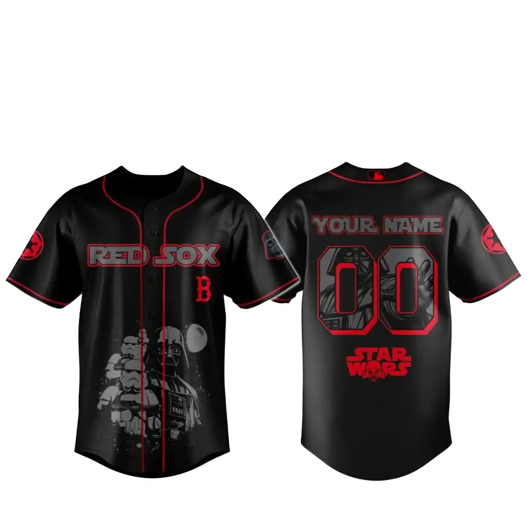 Custom Name and Number Boston Red Sox x Star Wars Dark Force Baseball Jersey - Tazila