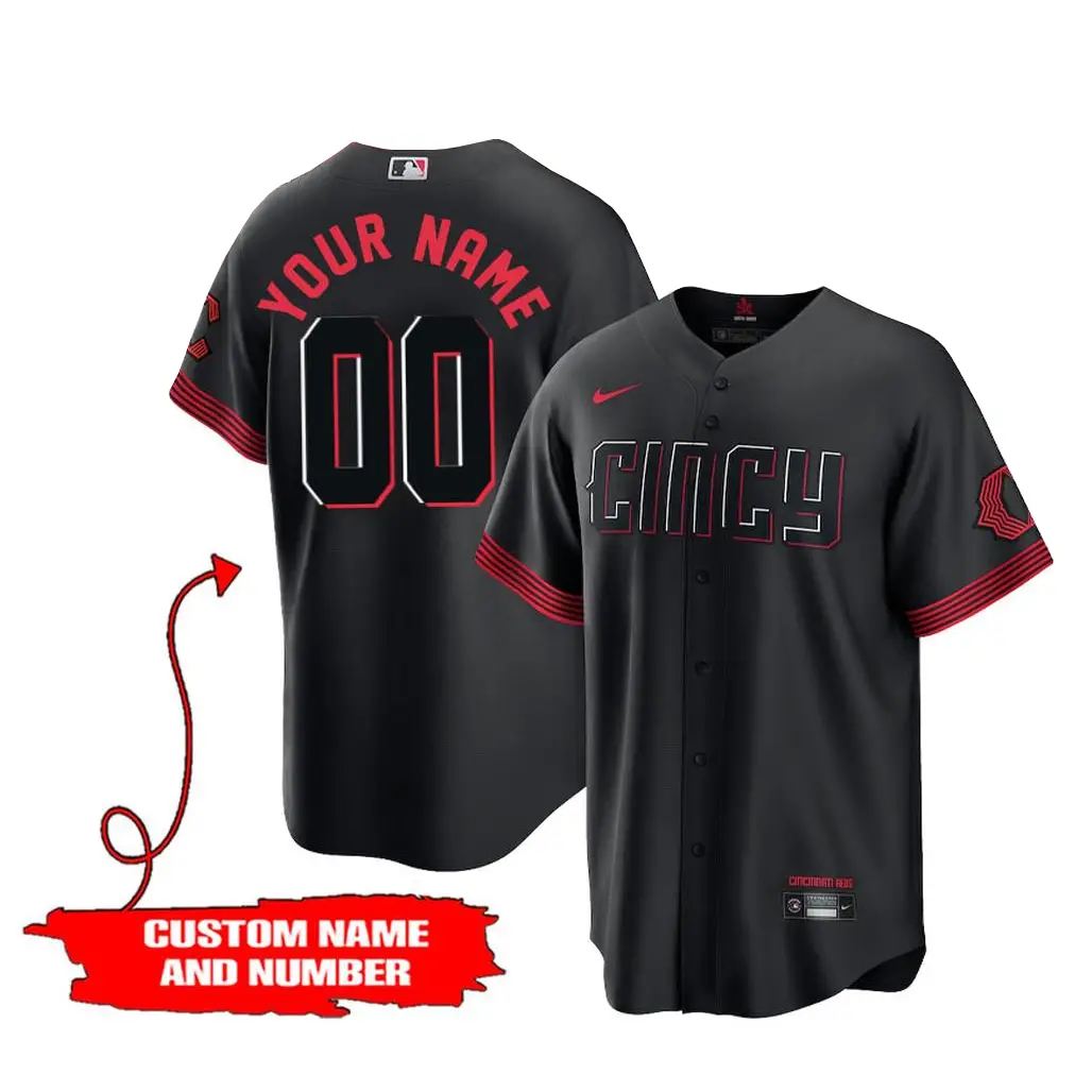 Custom Name and Number Cincinnati Reds City Connect 2026 Black Baseball Jersey - Tazila