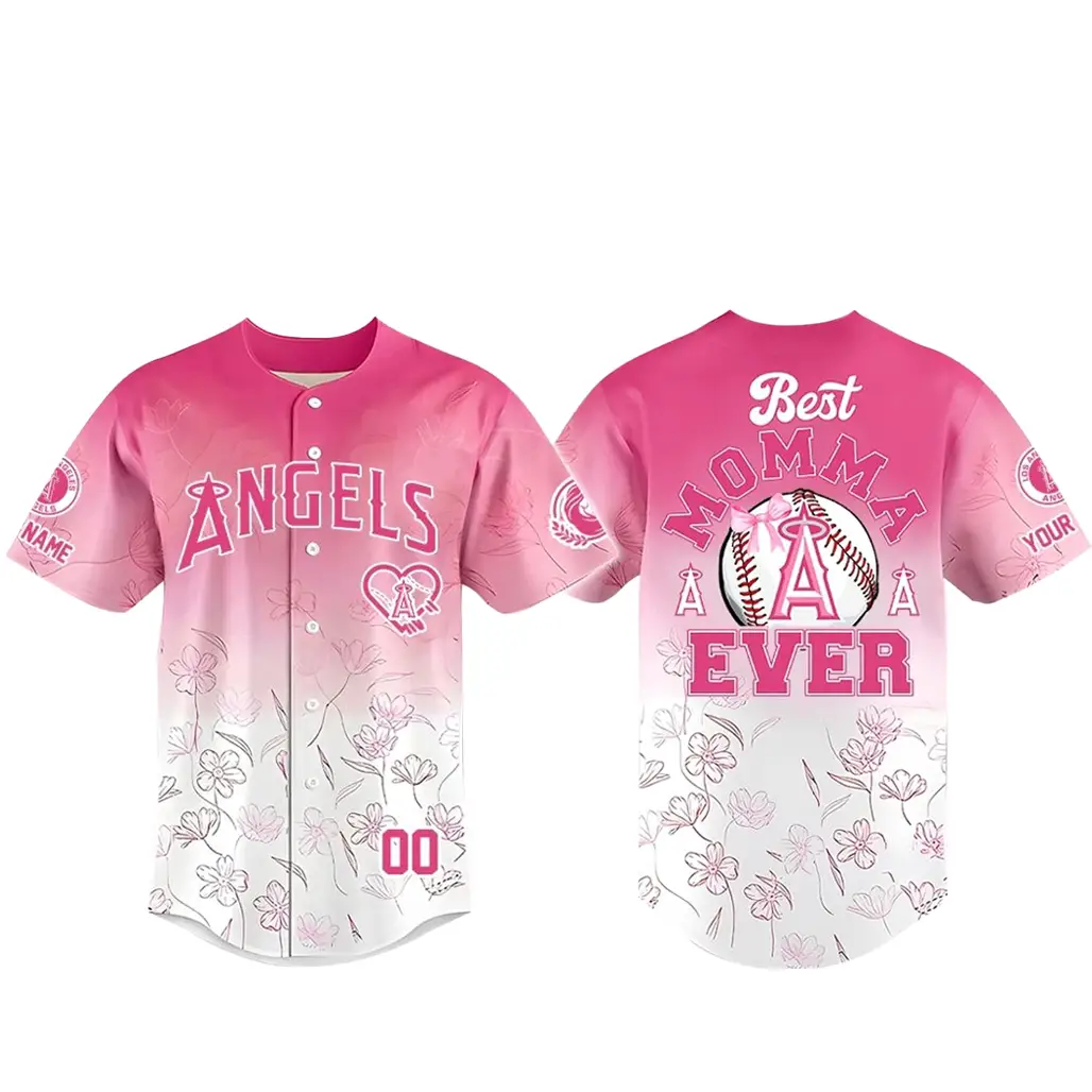 Custom Name and Number Los Angeles Angels Happy Mother’s Day 2026 Baseball Jersey - Tazila
