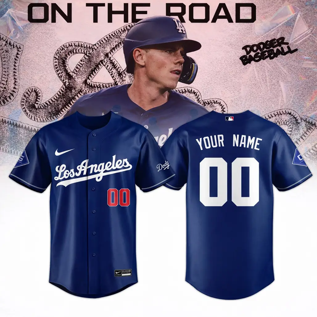 Custom Name and Number Los Angeles Dodgers x Taking Our Blue On The Road 2026 Baseball Jersey - Tazila