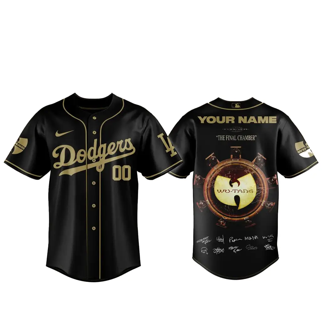 Custom Name and Number Los Angeles Dodgers x Wu-Tang Forever The Final Chamber Baseball Jersey - Tazila Custom Name and Number Los Angeles Dodgers x Wu-Tang Forever The Final Chamber Baseball Jersey - Tazila - Image 1