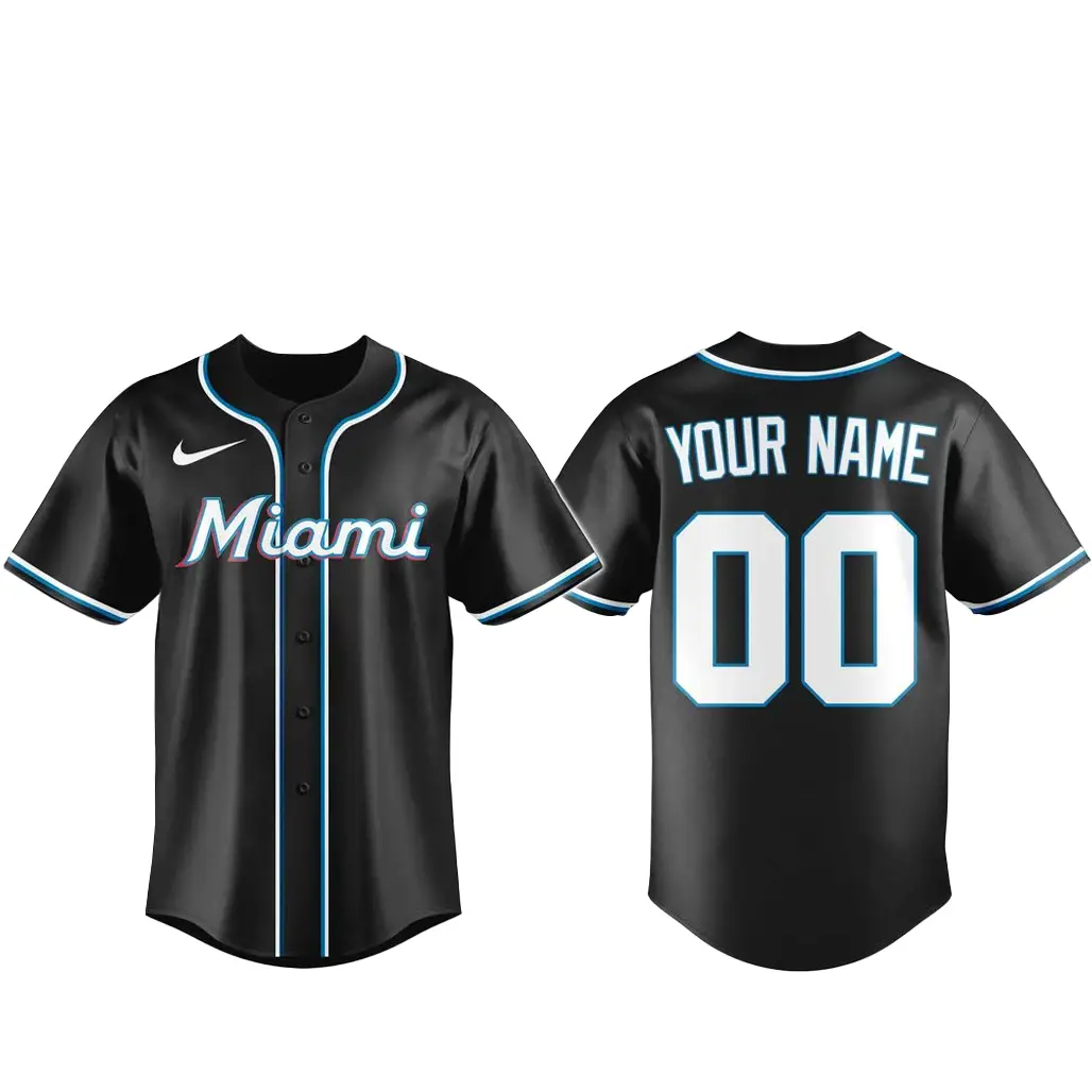 Custom Name and Number Miami Marlins Blackout Built For The Night 2026 Baseball Jersey - Tazila