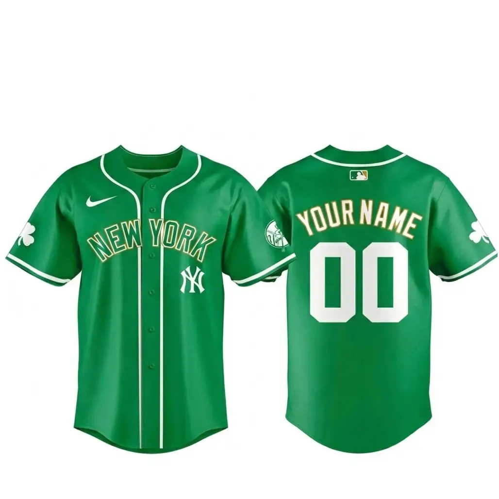 Custom Name and Number New York Yankees 2026 St Patrick Day Baseball Jersey - Tazila