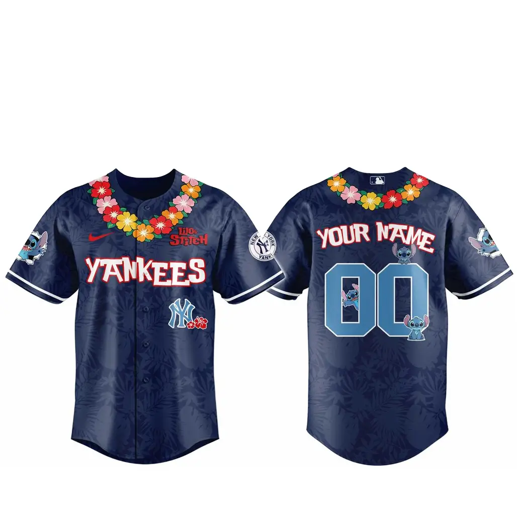 Custom Name and Number New York Yankees x Lilo and Stitch 2026 Baseball Jersey - Tazila