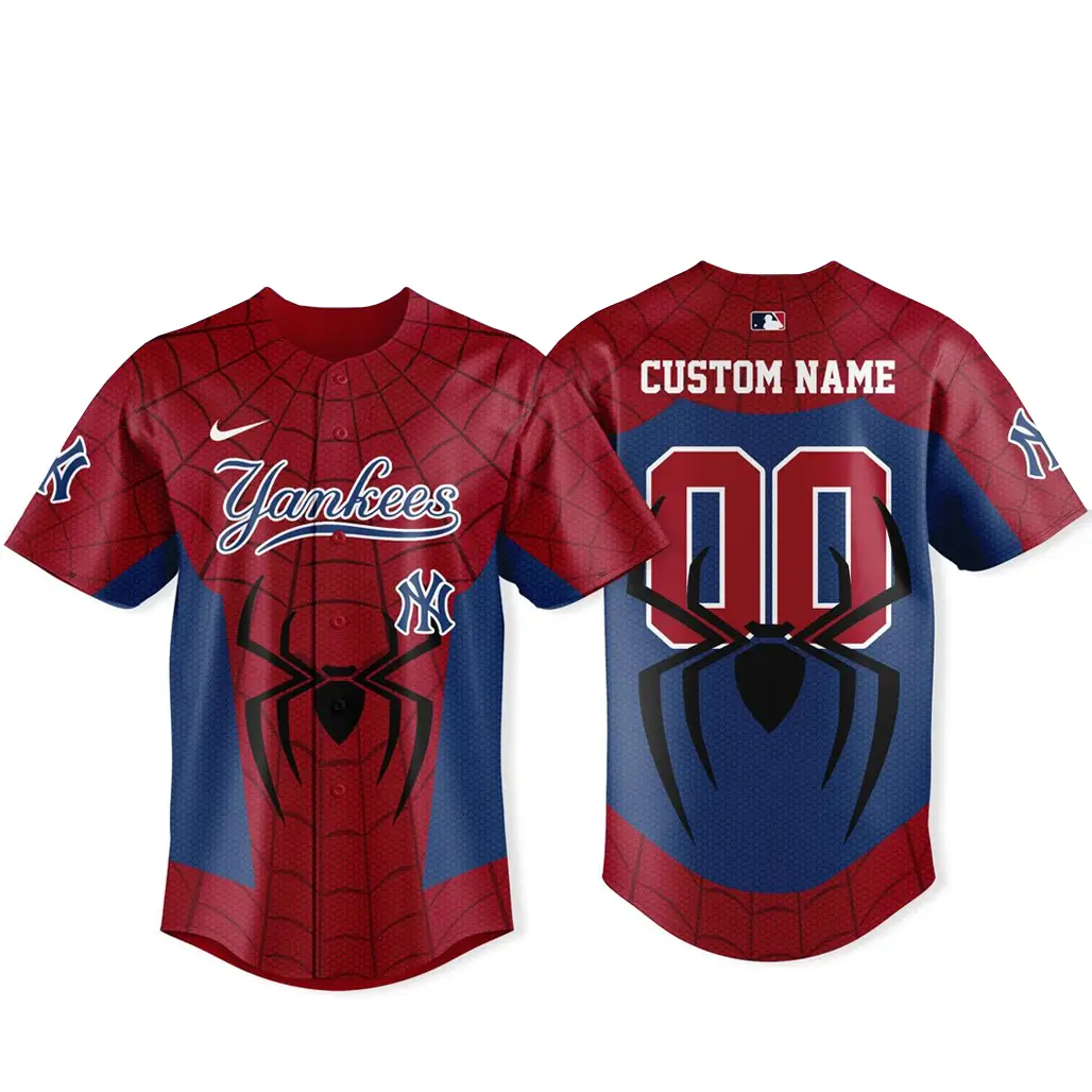 Custom Name and Number New York Yankees x Spider-Man Brand New Day 2026 Baseball Jersey - Tazila