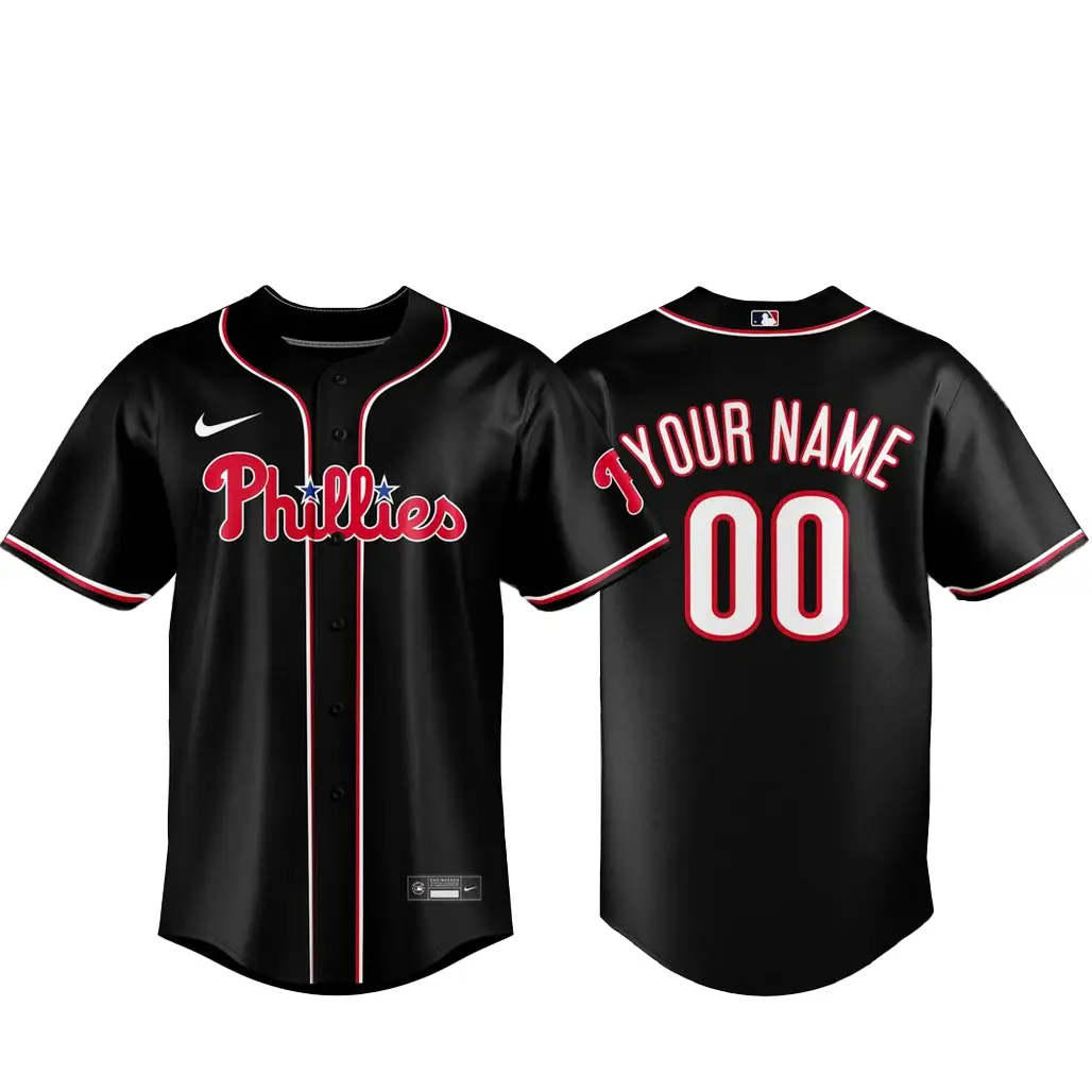 Custom Name and Number Philadelphia Phillies Black Out 2026 Baseball Jersey - Tazila