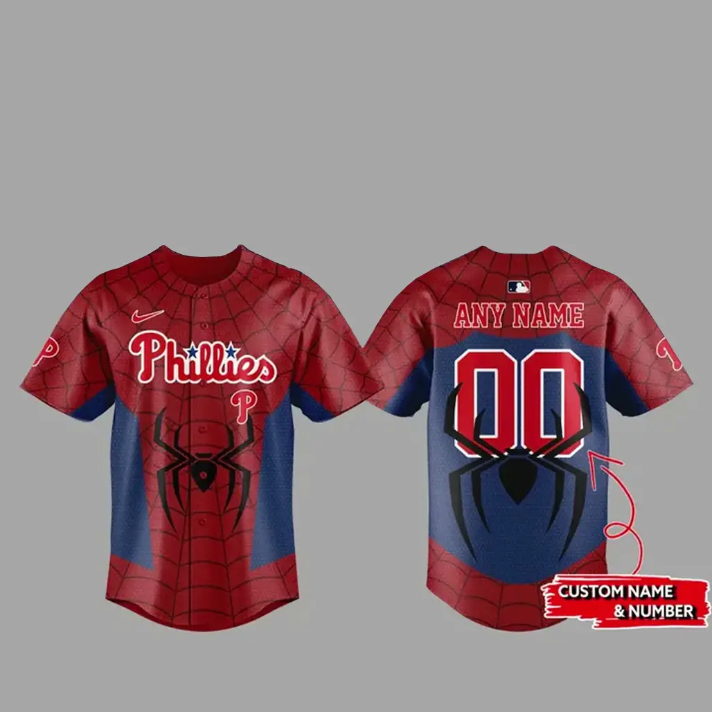 Custom Name and Number Philadelphia Phillies x Spider Man 2026 Baseball Jersey - Tazila
