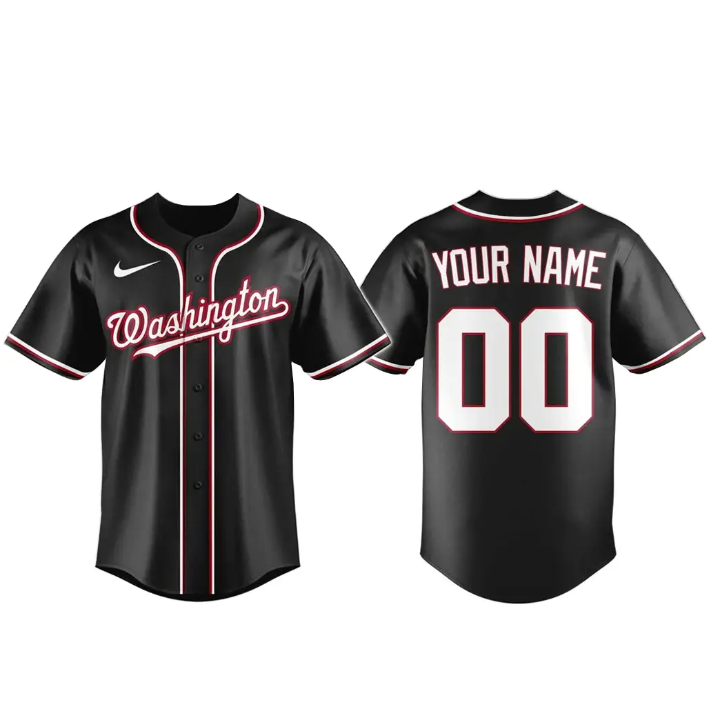 Custom Name and Number Washington Nationals Blackout Built For The Night 2026 Baseball Jersey - Tazila Custom Name and Number Washington Nationals Blackout Built For The Night 2026 Baseball Jersey - Tazila - Image 1