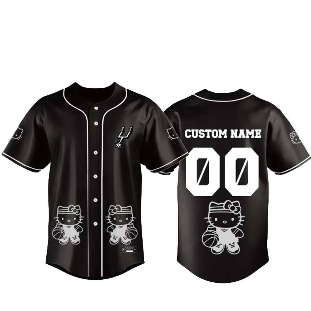 Custom Name and Numer San Antonio Spurs x Hello Kitty Night 2026 Baseball Jersey - Tazila