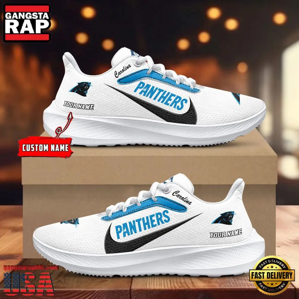 Custom Name Carolina Panthers New Design Air Force 1 Shoes Running Sneakers
