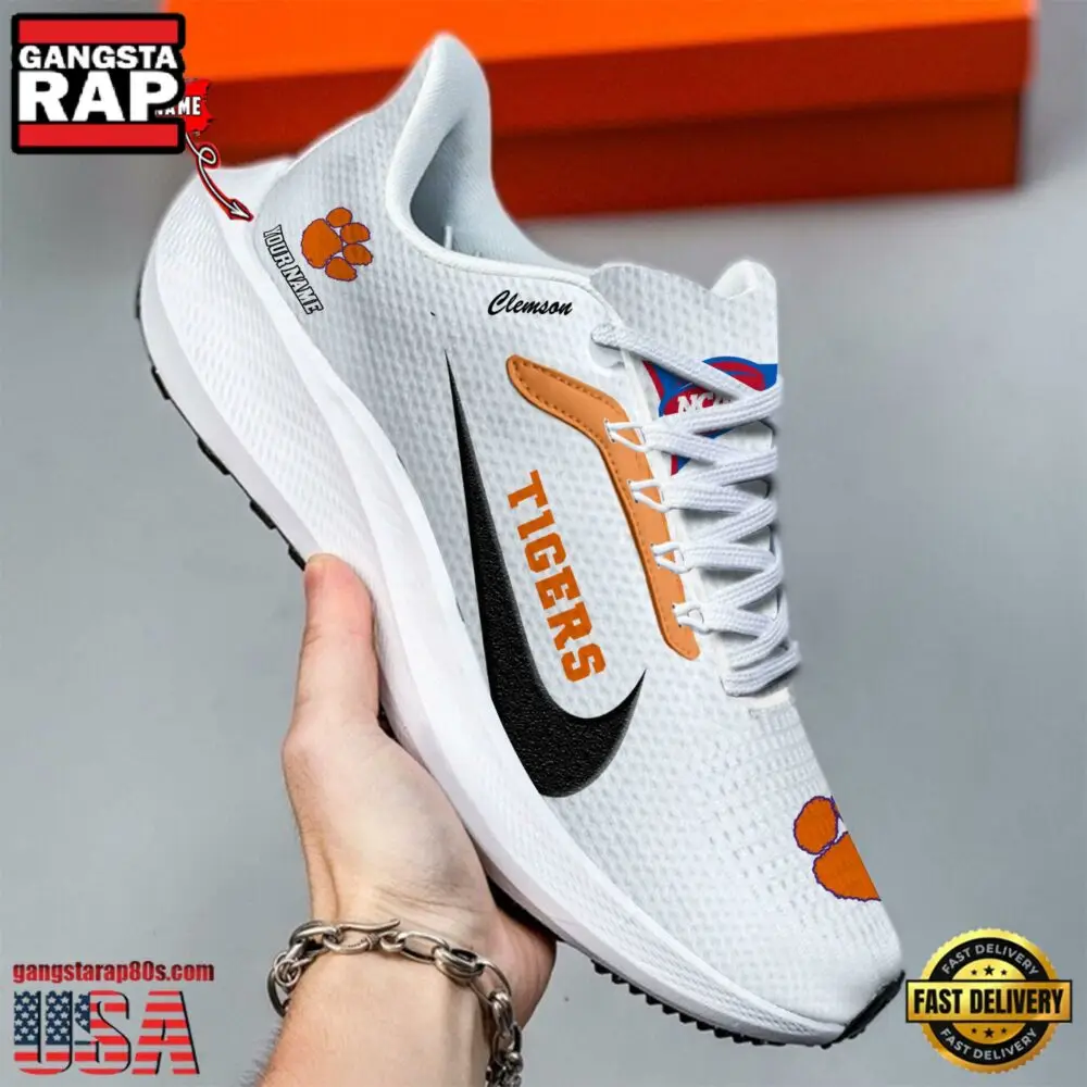 Custom Name Clemson Tigers New Design Air Force 1 Shoes Running Sneakers