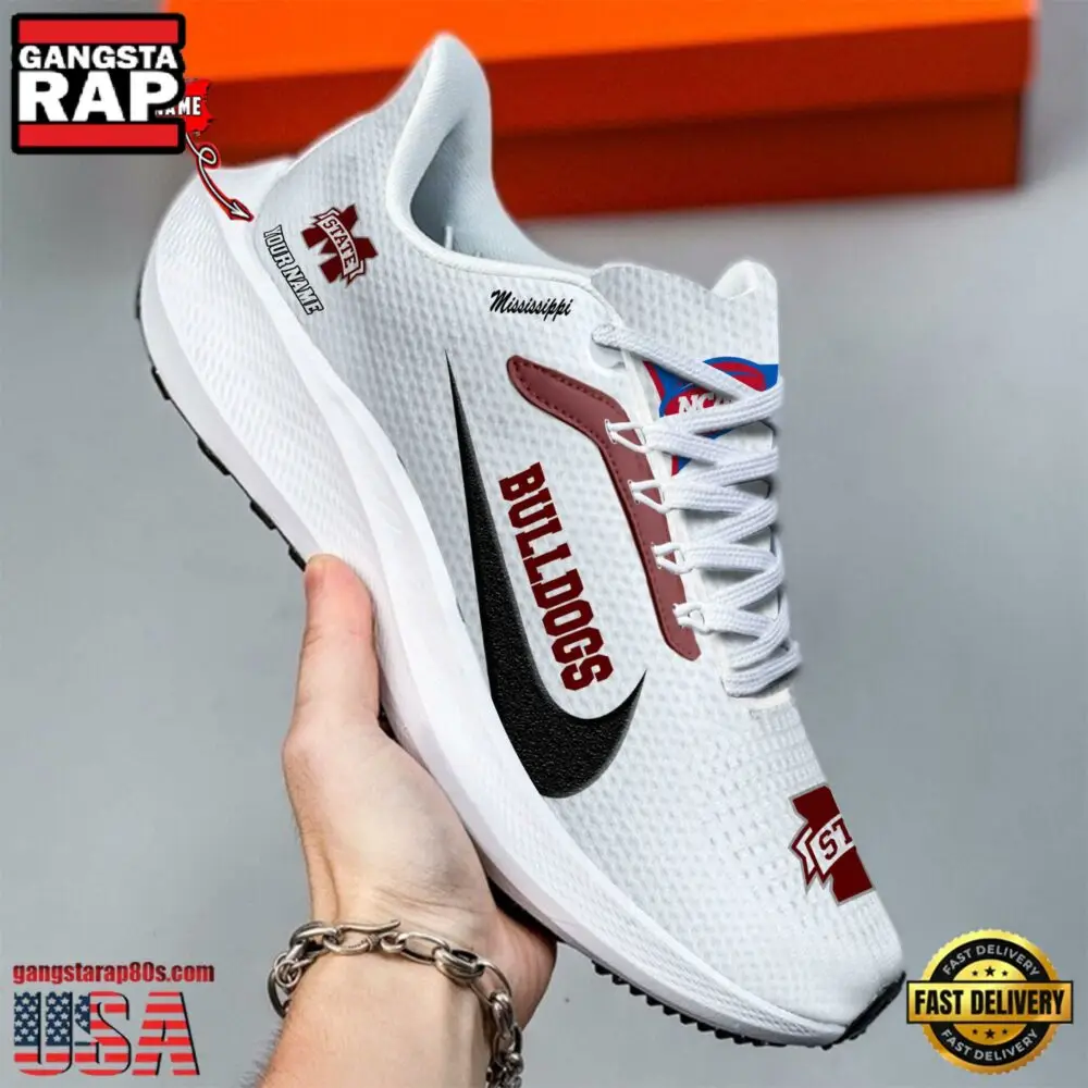 Custom Name Mississippi State Bulldogs New Design Air Force 1 Shoes Running Sneakers