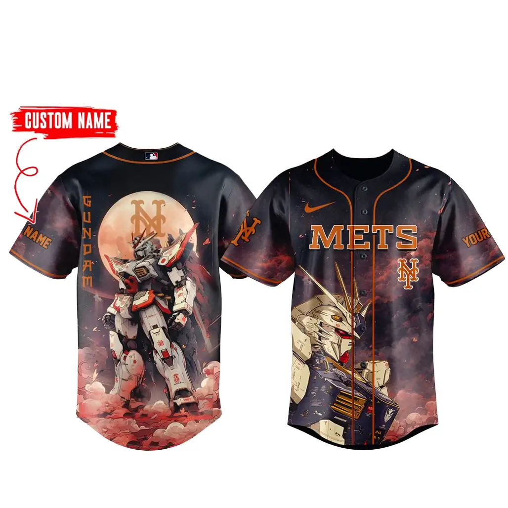 Custom Name New York Mets x Gundam Baseball Jersey - Tazila