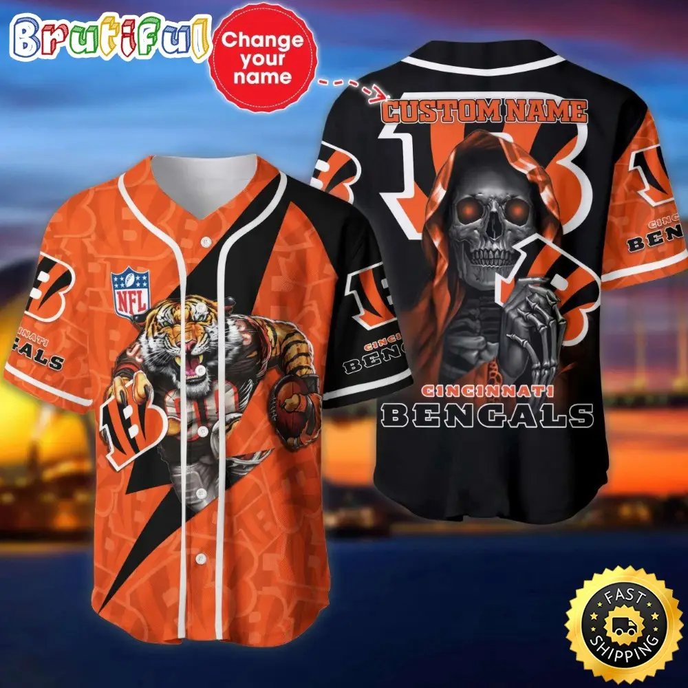 Custom Name NFL Cincinnati Bengals Baseball Jersey The Reaper Shirts Custom Name NFL Cincinnati Bengals Baseball Jersey The Reaper Shirts - Image 1