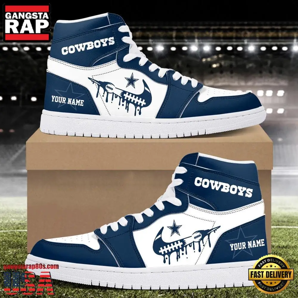 Custom Name NFL Dallas Cowboys Air Jordan 1 Sneakers Shoes