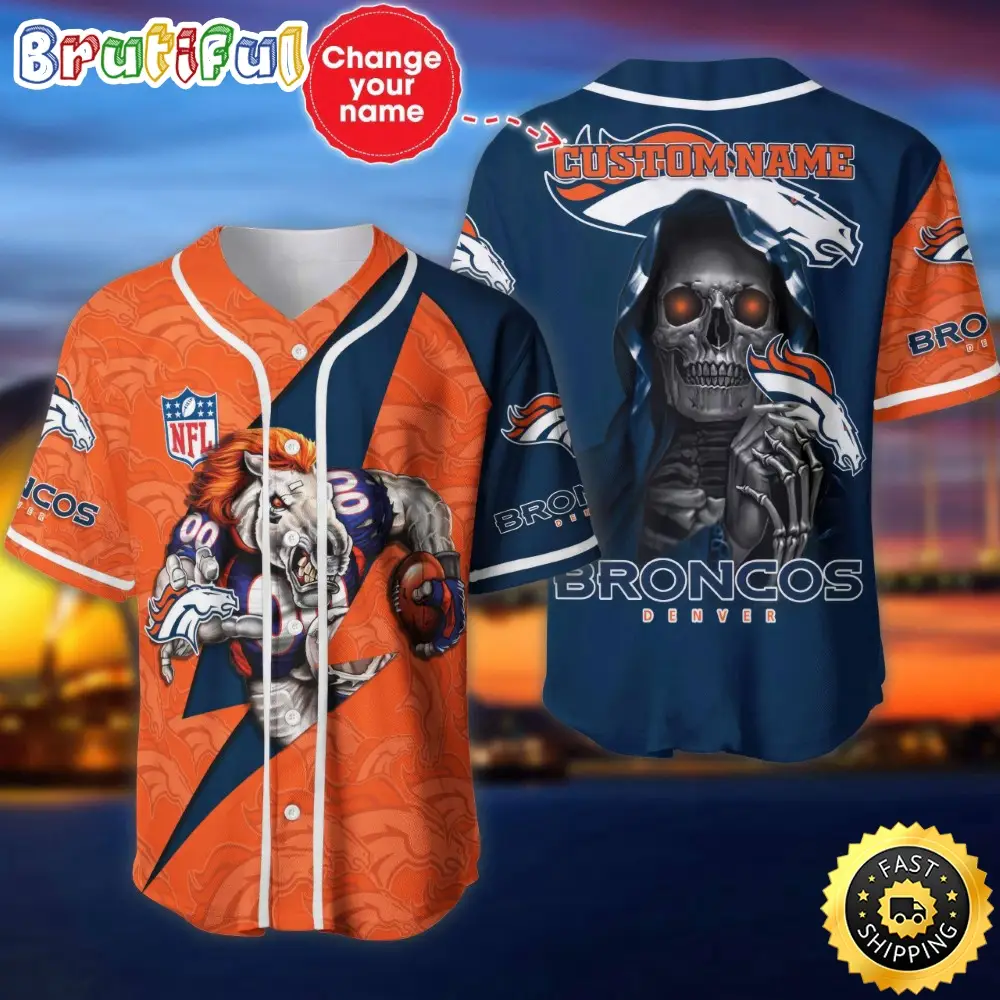 Custom Name NFL Denver Broncos Baseball Jersey The Reaper Shirts