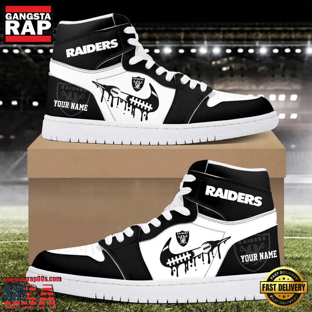 Custom Name NFL Las Vegas Raiders Air Jordan 1 Sneakers Shoes