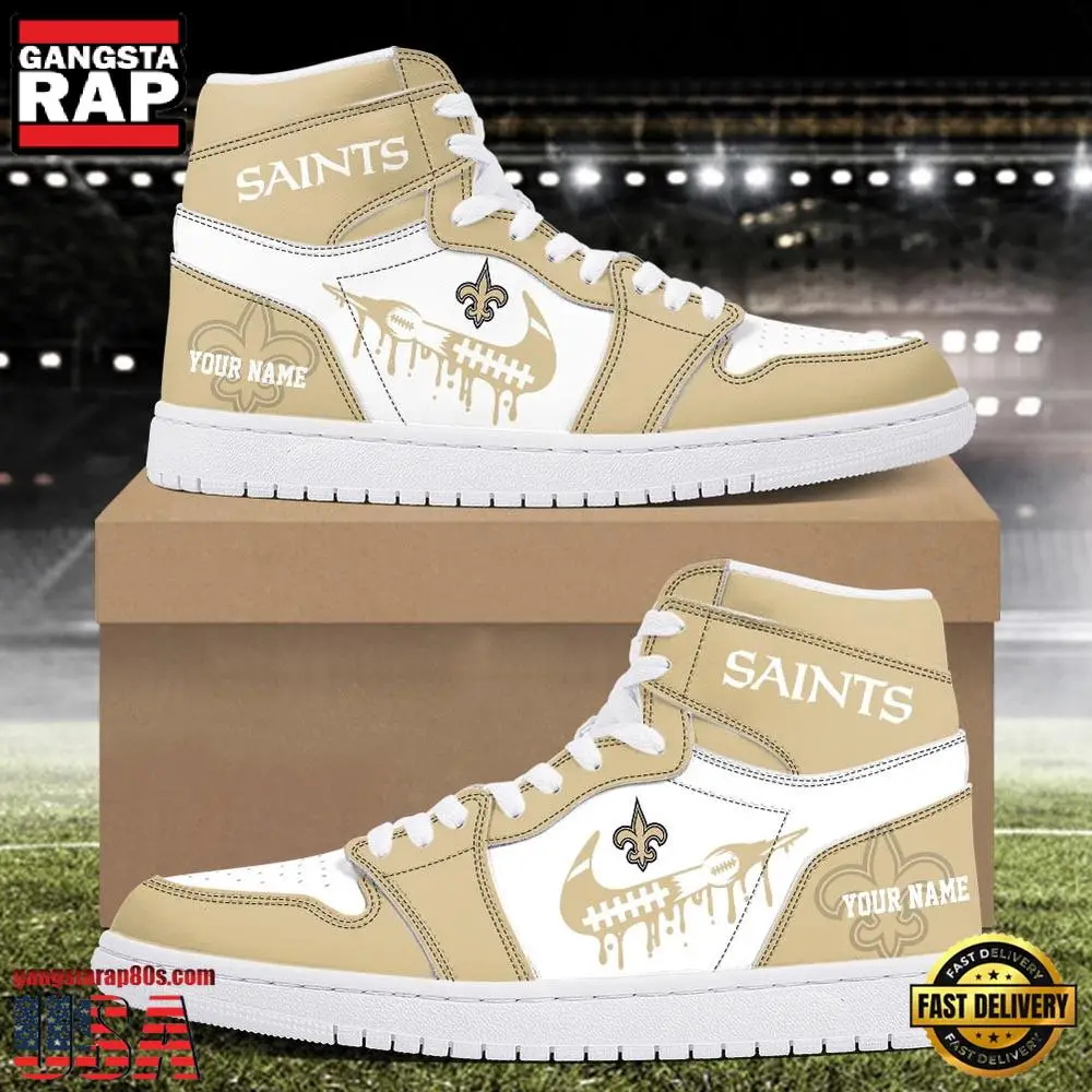 Custom Name NFL New Orleans Saints Air Jordan 1 Sneakers Shoes