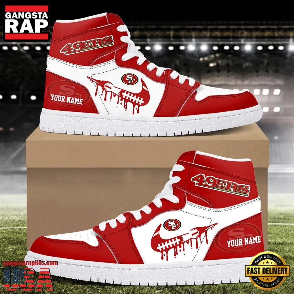 Custom Name NFL San Francisco 49ers Air Jordan 1 Sneakers Shoes