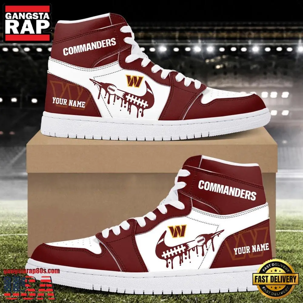Custom Name NFL Washington Commanders Air Jordan 1 Sneakers Shoes