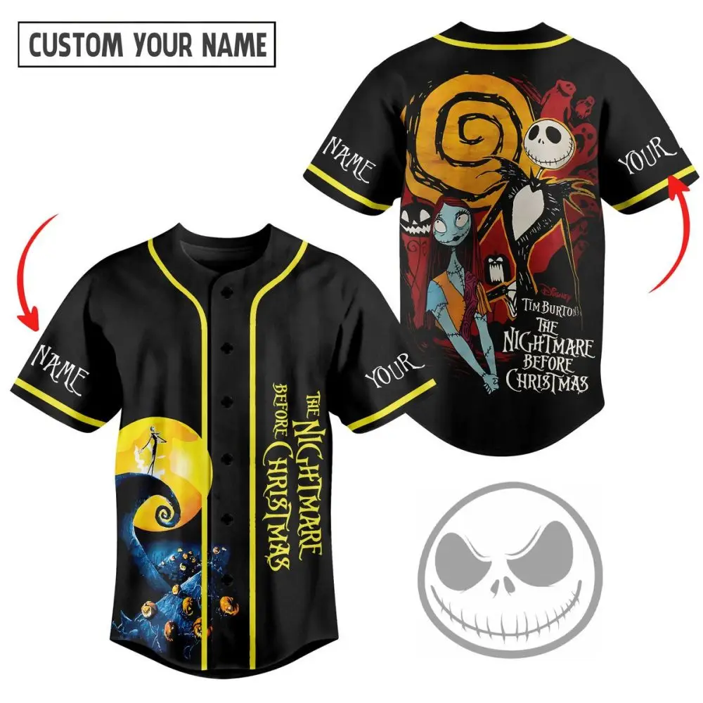 Custom Name Nightmare Before Christmas Baseball Jersey – Unique Gift For Fans