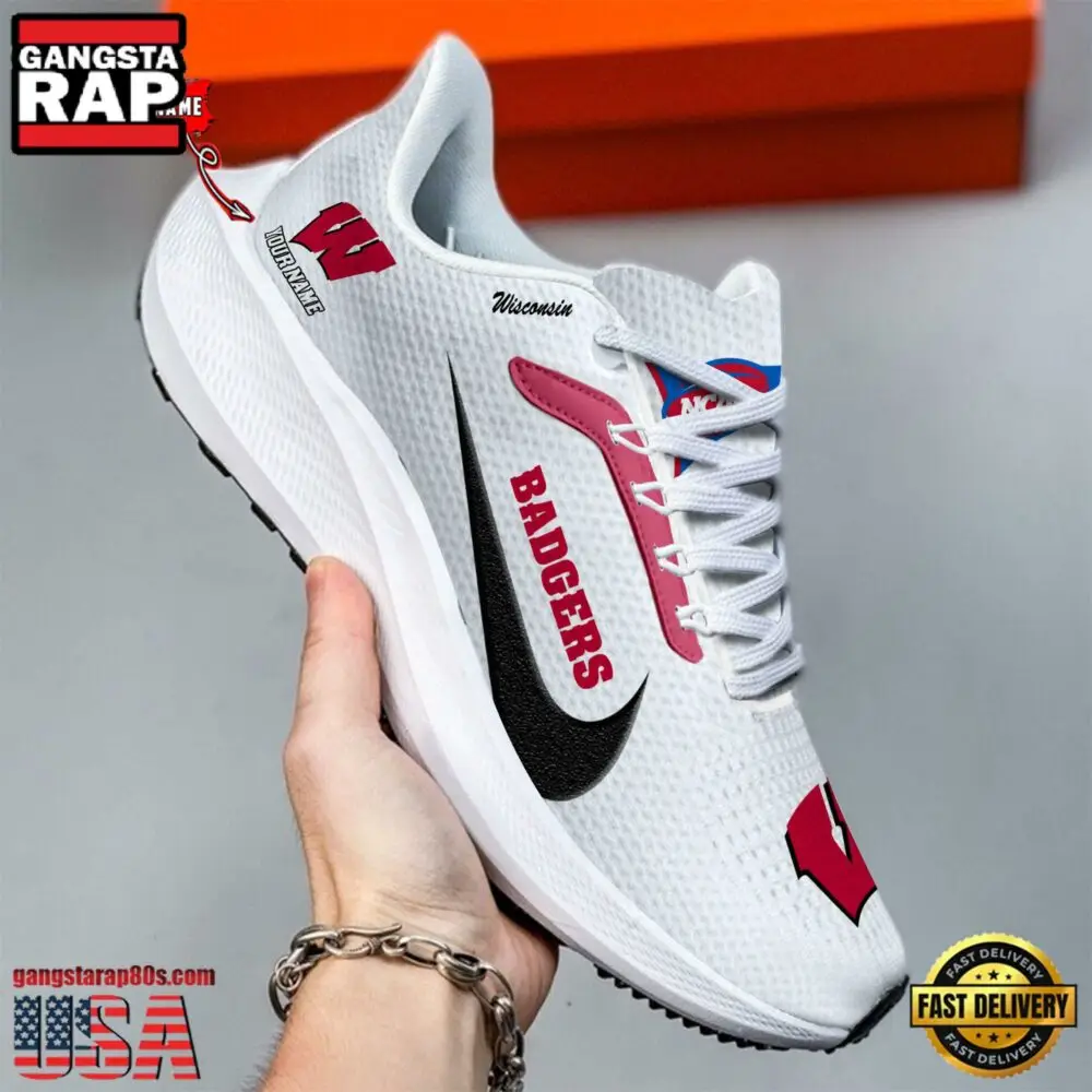Custom Name Wisconsin Badgers New Design Air Force 1 Shoes Running Sneakers Custom Name Wisconsin Badgers New Design Air Force 1 Shoes Running Sneakers - Image 1