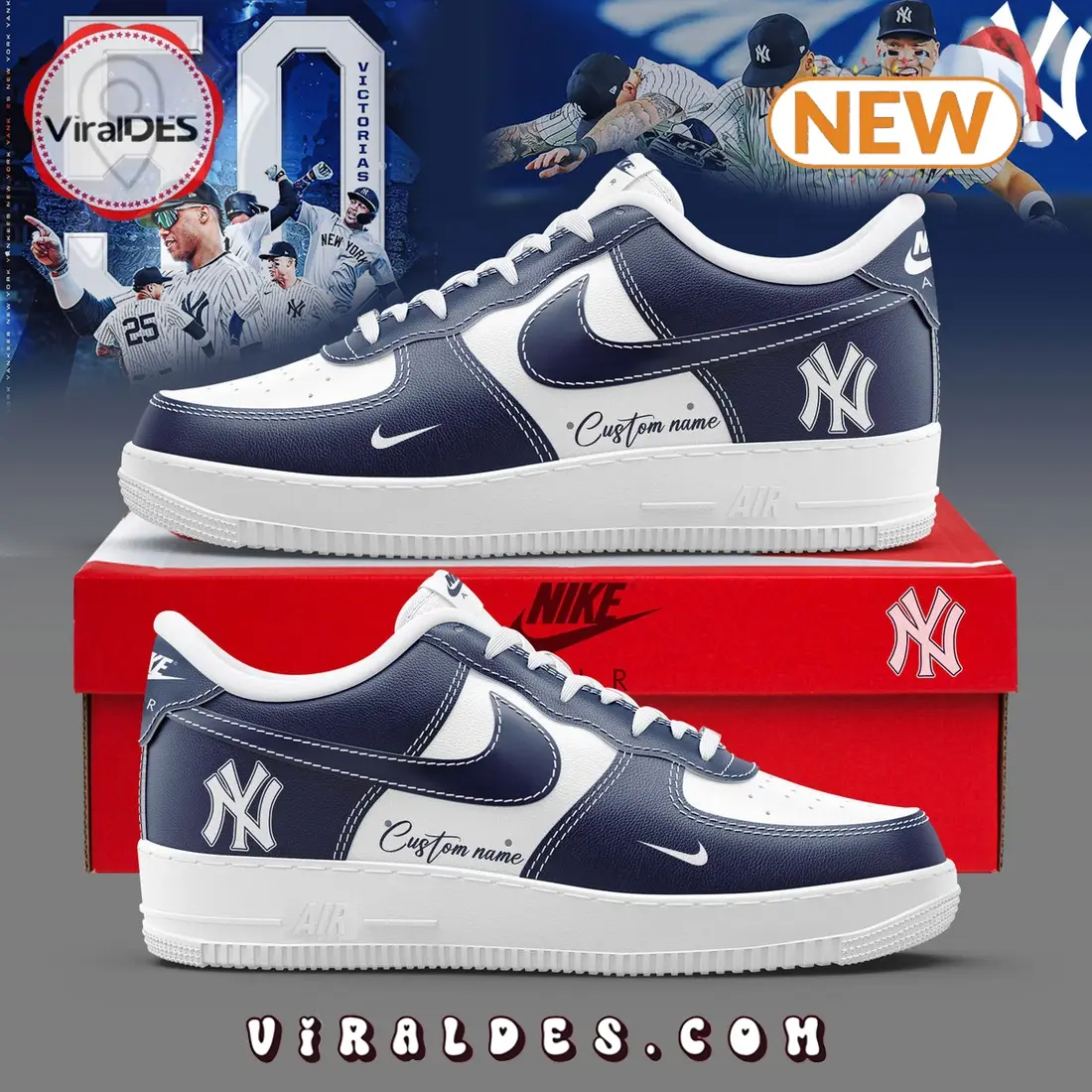 Custom New York Yankees Fan Gifts Air Force 1 Sneakers