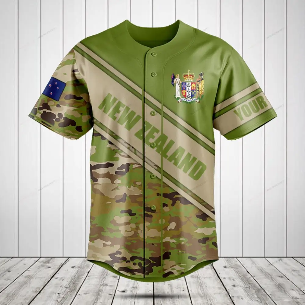 Custom New Zealand Camo Baseball Jersey – Personalized Sportswear With National Pride