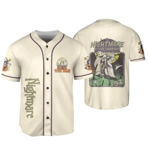 Custom Nightmare Before Christmas Baseball Jersey - Personalized Halloween Apparel