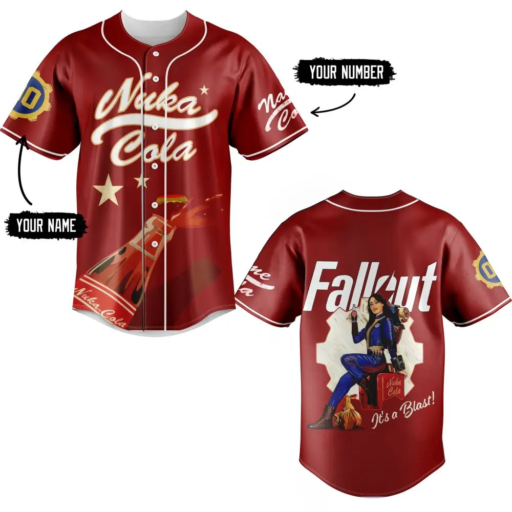Custom Nuka Cola Baseball Jersey – Personalized Fallout Gaming Apparel Custom Nuka Cola Baseball Jersey – Personalized Fallout Gaming Apparel - Image 1